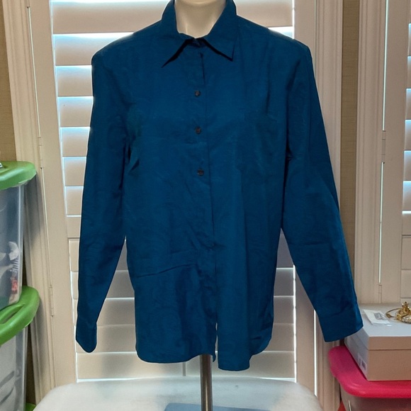 Allison Daley Blue Button Down Shirt - Picture 1 of 7